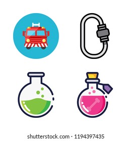 risk icon set. vector set about fire truck, poison and carabiner icons set.