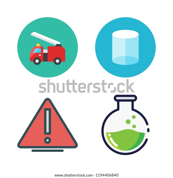 risk icon set. vector set about warning, fire\
truck, cylinder and poison icons\
set.