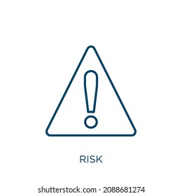 risk icon. Thin linear risk outline icon isolated on white background. Line vector risk sign, symbol for web and mobile