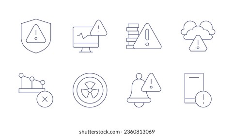 Risk icons. editable stroke. Containing diagnostic, financial risk, hazardous, interruption, mobile, prevention, risk management.