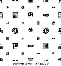 risk icons pattern seamless. Included editable filled poker, dice, Business opportunity, Bingo, casino Chip, gambling, tax consultant, Croupier icons. risk icons for web and mobile.