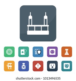 Risk icons. vector collection filled risk icons such as skycrapers cleaning, money insurance, socket, warning, playing cards, roulette, poison
