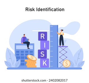 Risk Identification concept. Strategic evaluation of financial uncertainties. Investment analysis for informed decision-making. Flat vector illustration