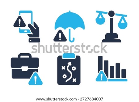 Risk Identification and Strategy icon set. Solid glyph series icons