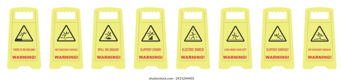Risk of injury. Different types of danger.  Danger warning signs. EPS 10.