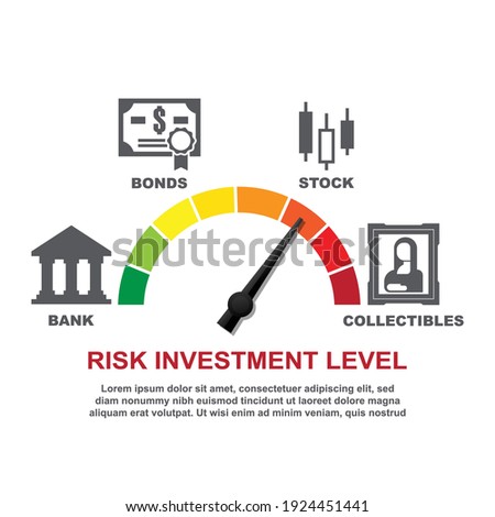 Risk investment level concept isolated on white background vector illustration.