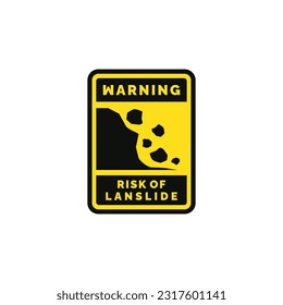 Risk of landslide caution warning symbol design vector