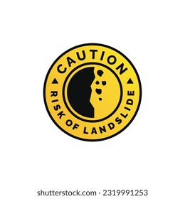 Risk of landslide caution warning symbol design vector