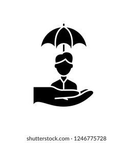 Risk management black icon, vector sign on isolated background. Risk management concept symbol, illustration 