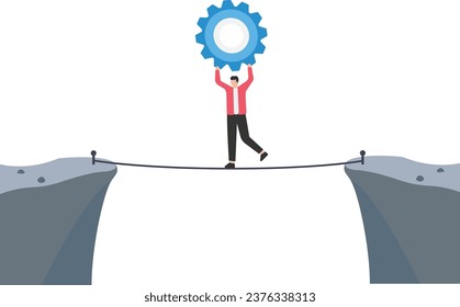Risk management, business idea to overcome difficulty or teamwork to achieve target

