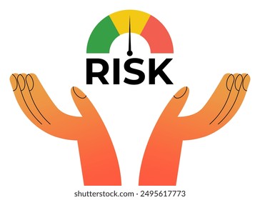 Risk management. Businessman consider, evaluate, analyze risk. Risk assessment. Business and investment concept. Modern flat cartoon style. Flat vector illustration.