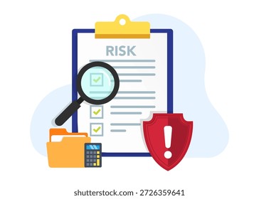 Checkliste für das Risikomanagement mit Schild-Stockillustrationen