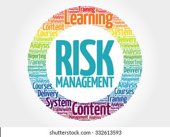 Risk Management circle stamp word cloud, business concept