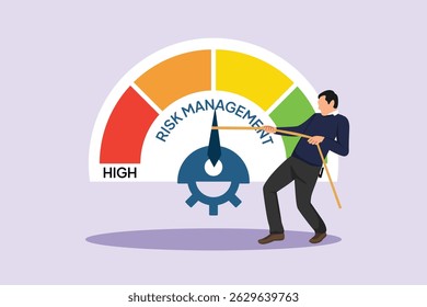 Concepto de Gestión de Riesgos. Ilustración vectorial plana coloreada aislada