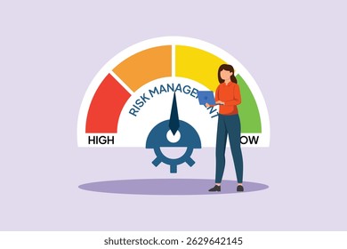 Concepto de Gestión de Riesgos. Ilustración vectorial plana coloreada aislada