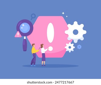 risk management concept. identify, analyze and address potential risks. illustration of a risk manager with a warning of danger, loss or business failure. illustration concept design. graphic elements