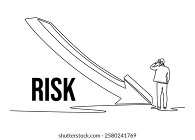 Risk management Concept. Single line draw design vector graphic illustration.