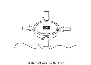 Risk management Concept. Single line draw design vector graphic illustration.