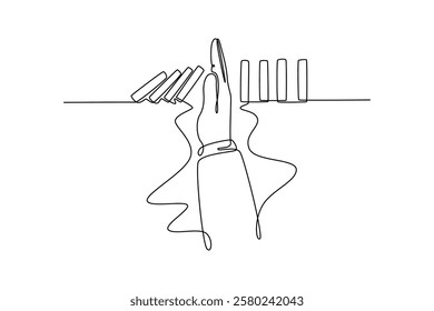 Risk management Concept. Single line draw design vector graphic illustration.