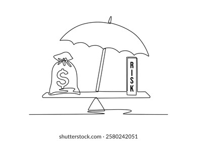 Risk management Concept. Single line draw design vector graphic illustration.