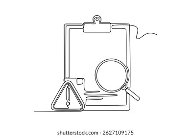  Risk management concept. Single line draw design. Vector graphic illustration