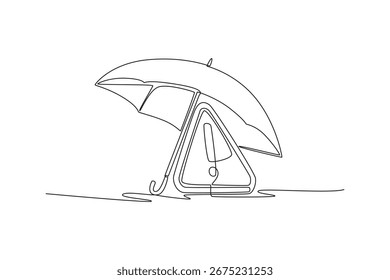  Conceito de gestão de riscos. Design de desenho de linha única. Ilustração gráfica vetorial
