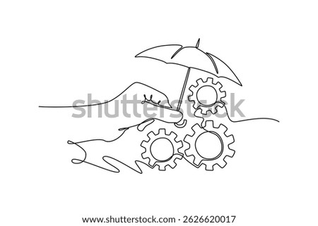 Risk management concept. Single line draw design. Vector graphic illustration