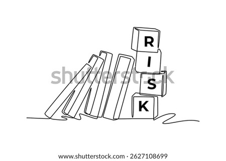 Risk management concept. Single line draw design. Vector graphic illustration