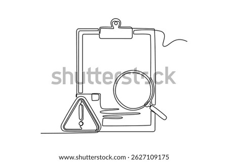  Risk management concept. Single line draw design. Vector graphic illustration