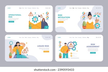 Concepto de gestión de riesgos. Soluciones comerciales estratégicas para el manejo de la incertidumbre. Analizar, controlar y minimizar las amenazas. Ilustración vectorial plana