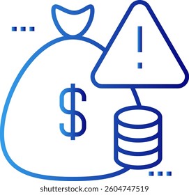 Risk management crisis management icon with blue gradient outline style. protection, development, effect, isolated, change, planning, leadership. Vector Illustration