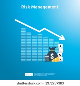 Risk Management and financial identifying. evaluating and challenge in business prevent protect. company performance analysis concept. Idea of business and market in flat design vector illustration.