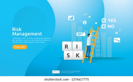 Risk Management and financial identifying. evaluating and challenge in business prevent protect. company performance analysis concept. Idea of business and market for banner or landing page design