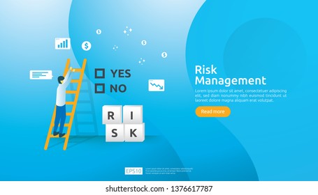 Risk Management and financial identifying. evaluating and challenge in business prevent protect. company performance analysis concept. Idea of business and market for banner or landing page design