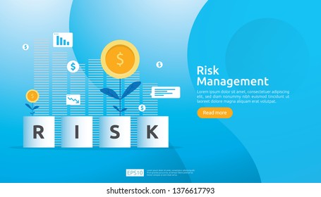 Risk Management and financial identifying. evaluating and challenge in business prevent protect. company performance analysis concept. Idea of business and market for banner or landing page design
