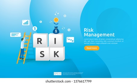 Risk Management and financial identifying. evaluating and challenge in business prevent protect. company performance analysis concept. Idea of business and market for banner or landing page design