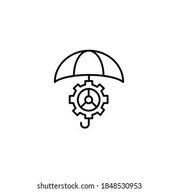 Risk Management, Gear And Umbrella Simple Thin Line Icon Vector Illustration