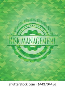 Risk Management green emblem with triangle mosaic background. Vector Illustration. Detailed.