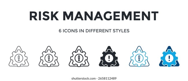 Risk Management Icon In Different Style Vector Illustration. Designed In Thin Line, Regular Line, Bold Line, Glyph, Color Line, And Color Glyph Style Can Be Used For Web