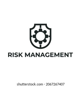 Risk Management Icon Isolated On White Background. Shield With Gear Icon