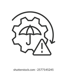 Risk management, icon in line design. Risk management, risk, mitigation, strategy, finance, business, security on white background vector. Risk management editable stroke icon