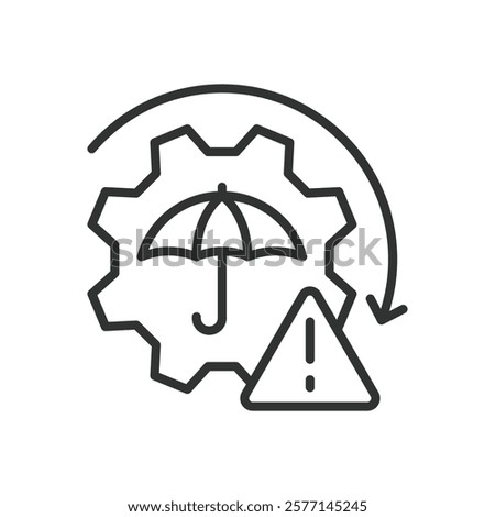 Risk management, icon in line design. Risk management, risk, mitigation, strategy, finance, business, security on white background vector. Risk management editable stroke icon