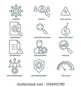 Risk Management  Icon, Line, Outline Vector Sign, Linear Style Pictogram Isolated On White. Symbol, Logo Illustration