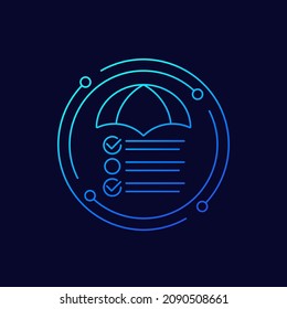 Icono de gestión de riesgos, vector de línea
