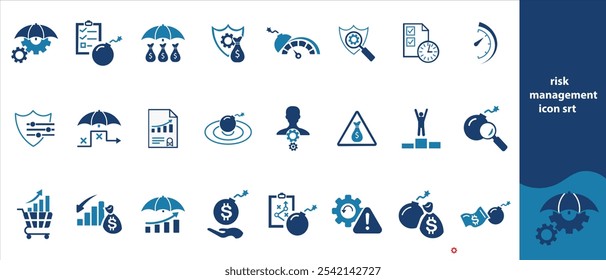 Risk Management Icon Set, Cost, Manager, Workflow, Assignment, Work, Black, Worker, Community, Icon, Manage, Quality, Work,