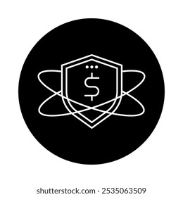 Risk Management Icon – Shield Protecting a Dollar Sign, Representing Safeguarding Finances