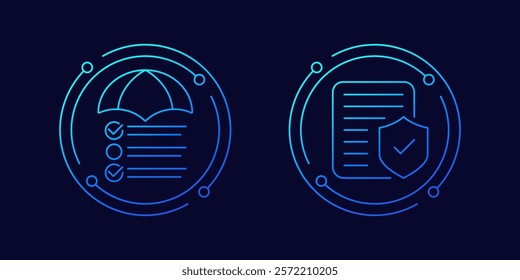 Risk management icons, linear design