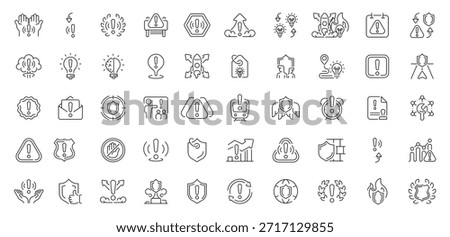 Risk management icons set. editable line icons, outline, safety symbols