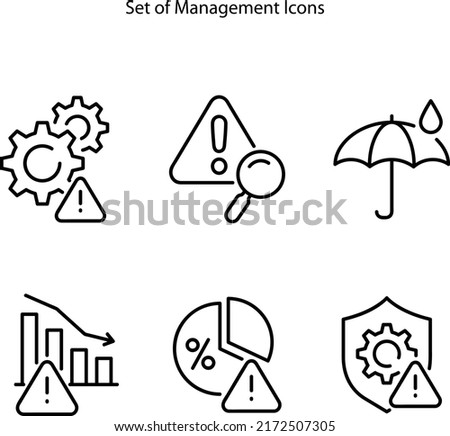 Risk management icons set isolated on white background. Legal document. Risk level. Project manager. Pixel Perfect Vector Thin Line Icons.