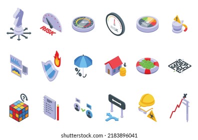 Risk management icons set isometric vector. Company business. Human corporate